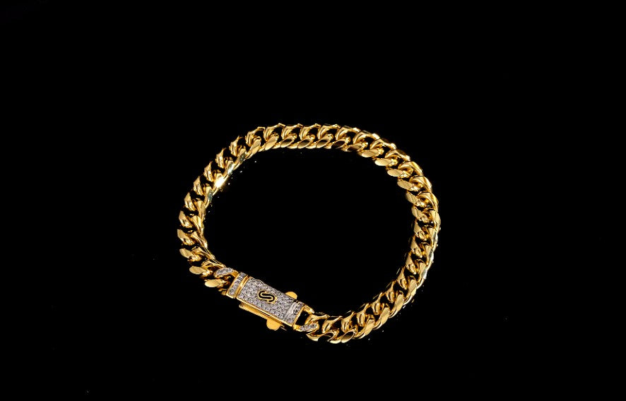 Stainless Steel Chain Bracelet, Gold Tone