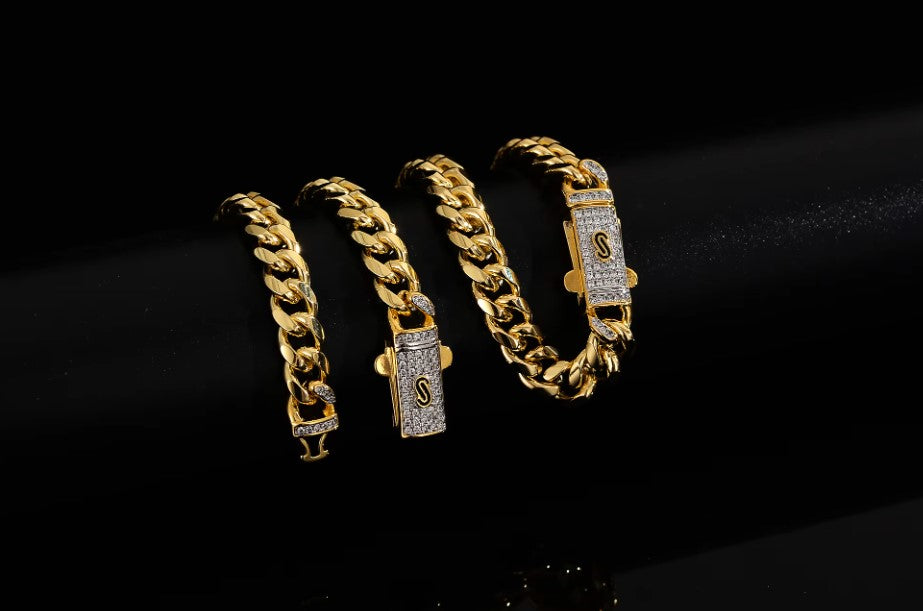 Stainless Steel Chain Bracelet, Gold Tone