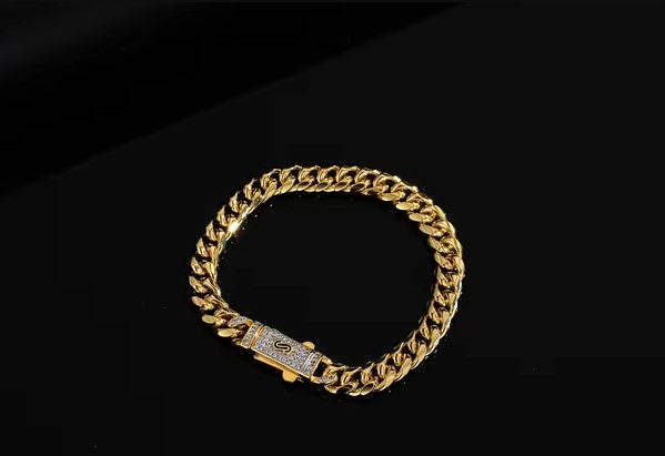 Stainless Steel Chain Bracelet, Gold Tone