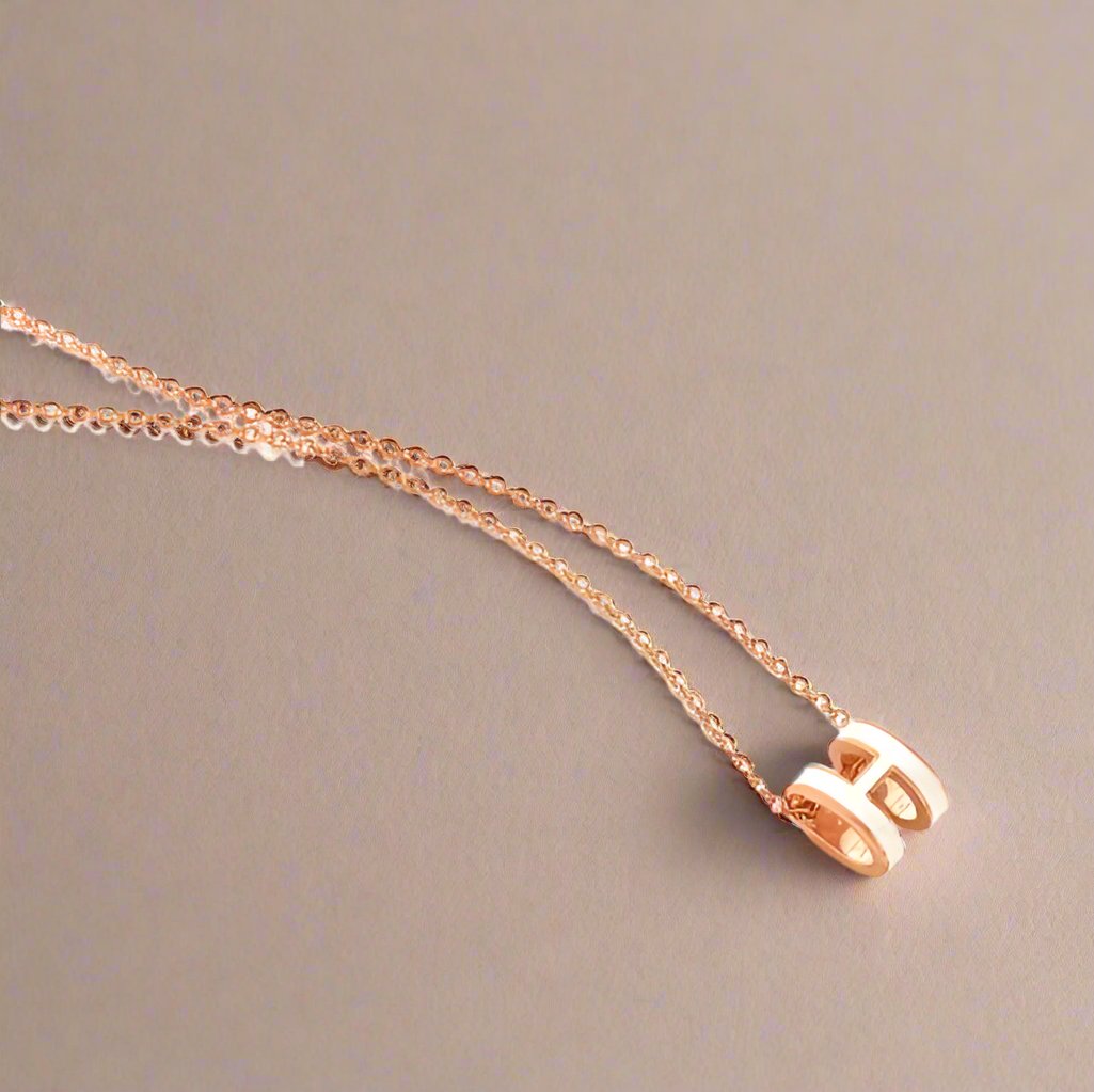 H Stainless Steel Necklaces For Women (White Color) Rose Gold