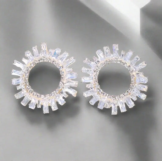 Sparkling Zircon Hoop Earrings